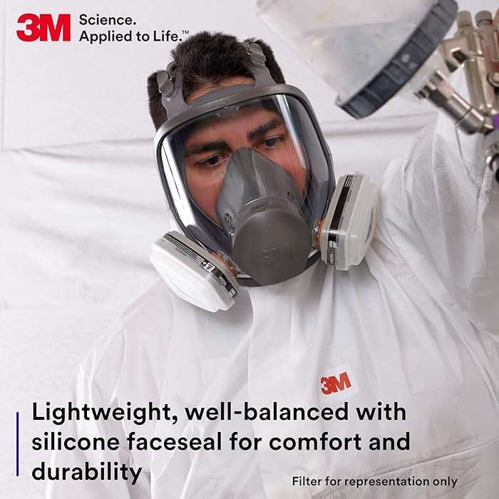 3M Full Facepiece Reusable Respirator 6800, NIOSH, Large Lens, ANSI High Impact Eye Protection, Silicone Face Seal, Four-Point Harness, Comfortable Fit, Painting, Dust, Chemicals, Medium - Image 4