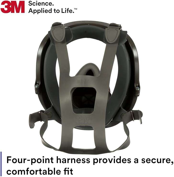 3M Full Facepiece Reusable Respirator 6800, NIOSH, Large Lens, ANSI High Impact Eye Protection, Silicone Face Seal, Four-Point Harness, Comfortable Fit, Painting, Dust, Chemicals, Medium - Image 5