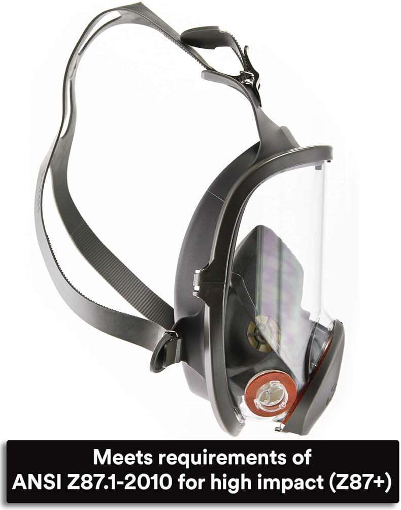3M Full Facepiece Reusable Respirator 6800, NIOSH, Large Lens, ANSI High Impact Eye Protection, Silicone Face Seal, Four-Point Harness, Comfortable Fit, Painting, Dust, Chemicals, Medium - Image 11