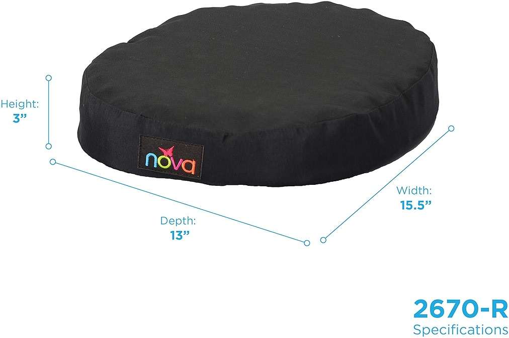 NOVA Medical Products Donut Pillow Seat Cushion with Convoluted “Egg Crate†Foam, Travel Ring Cushion, Removable & Washable Black Cover - Image 2