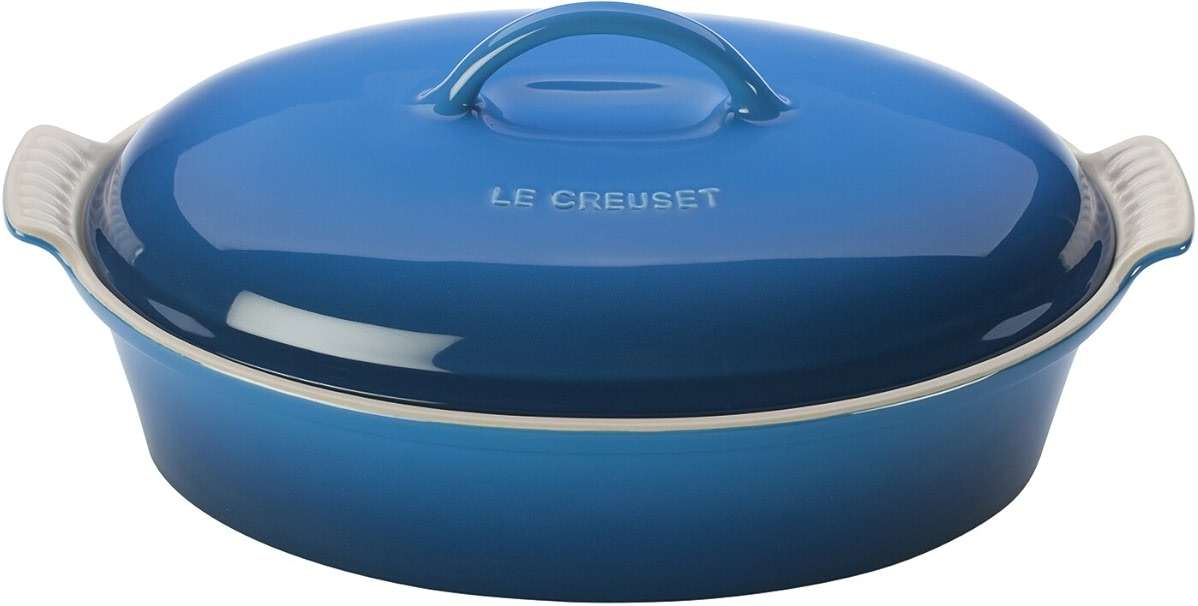 Le Creuset Stoneware Heritage Covered Oval Casserole, 4 qt. (14"), Marseille - Image 1