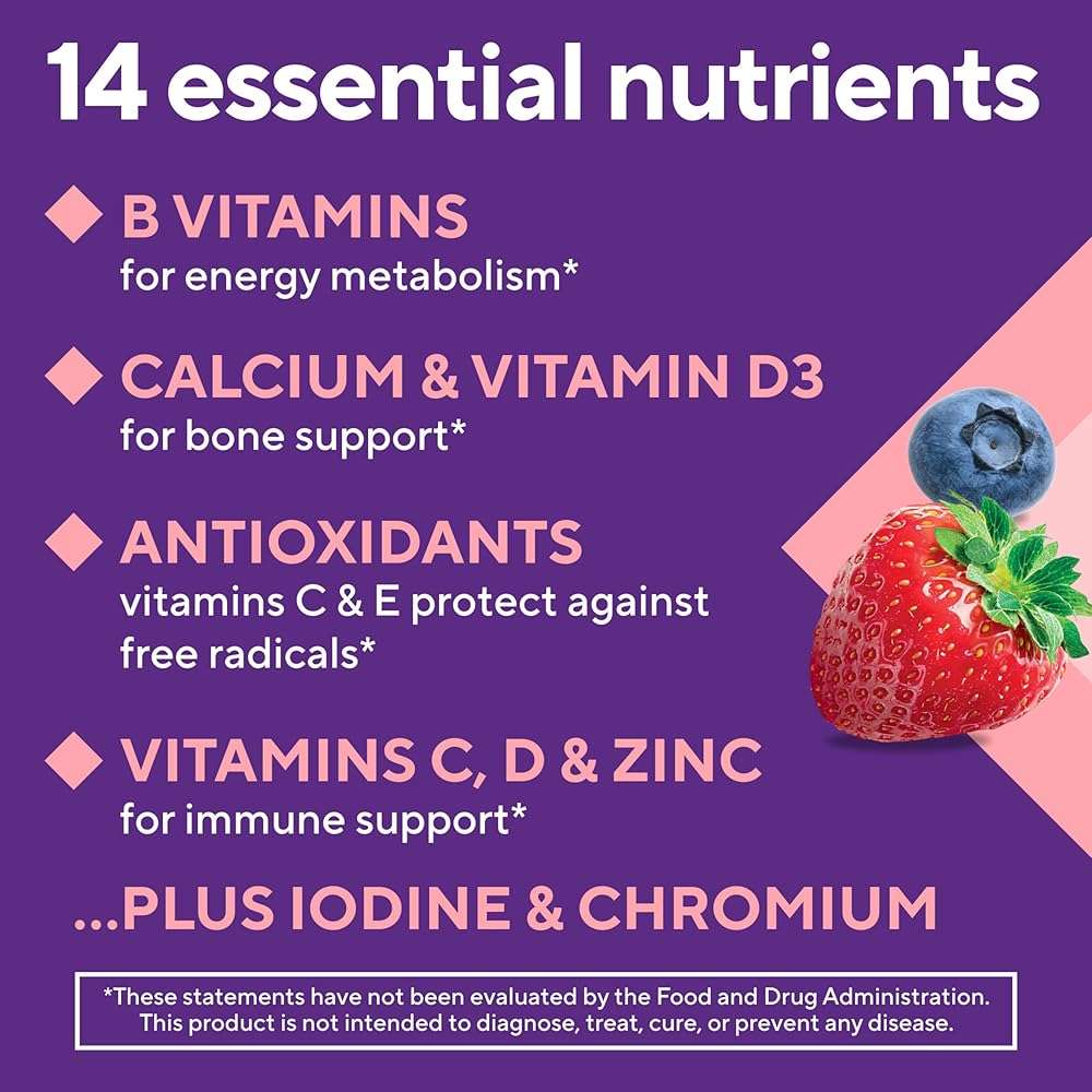 Vitafusion Women's Multivitamin Gummy | 150 Adult Gummies | with Vitamins A, B, C, D, E | Berry Flavor | Gluten and Dairy Free Supplement - Image 6