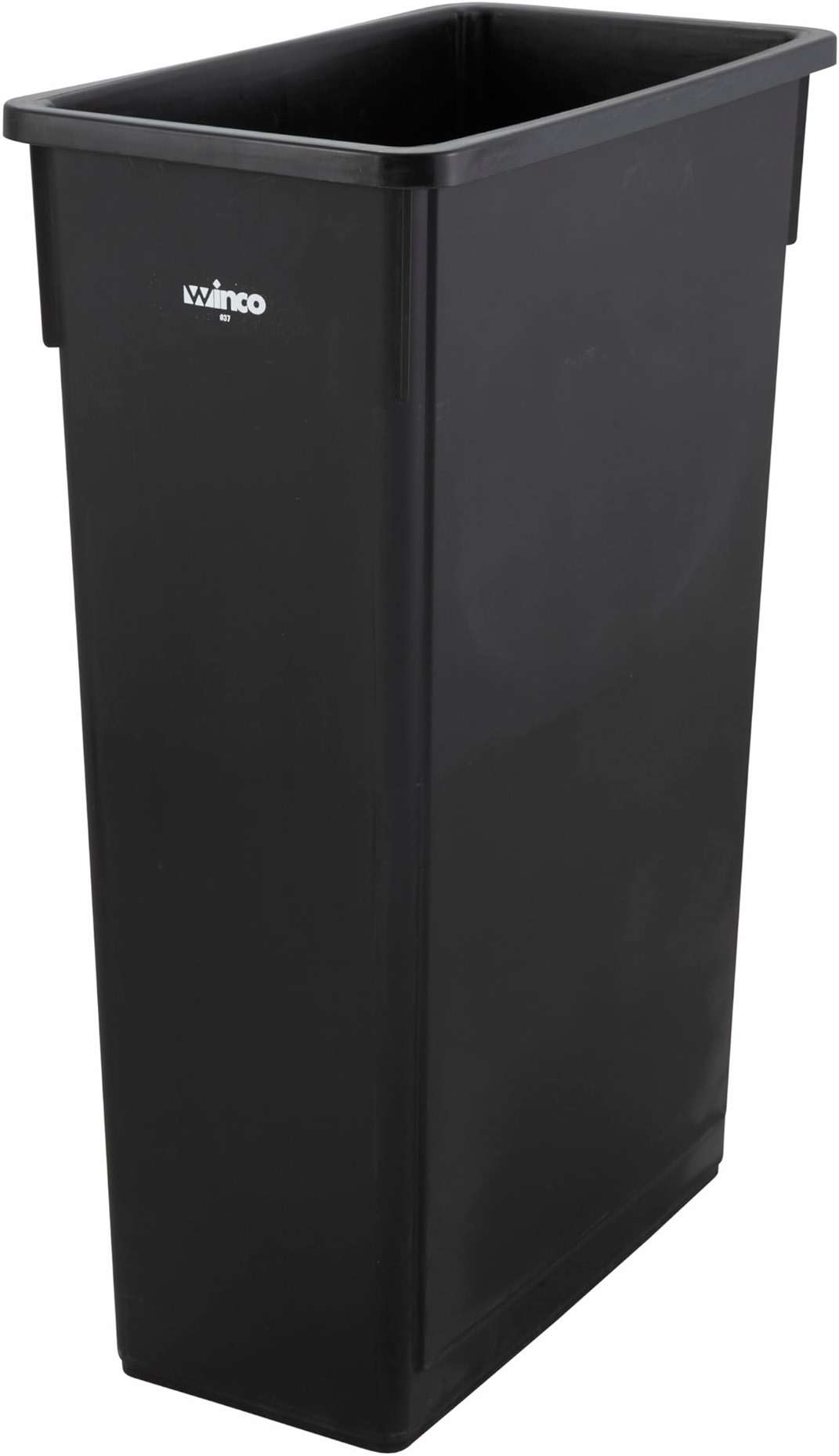 Winco Slender Trash Can, 23-Gallon, Black - Image 1