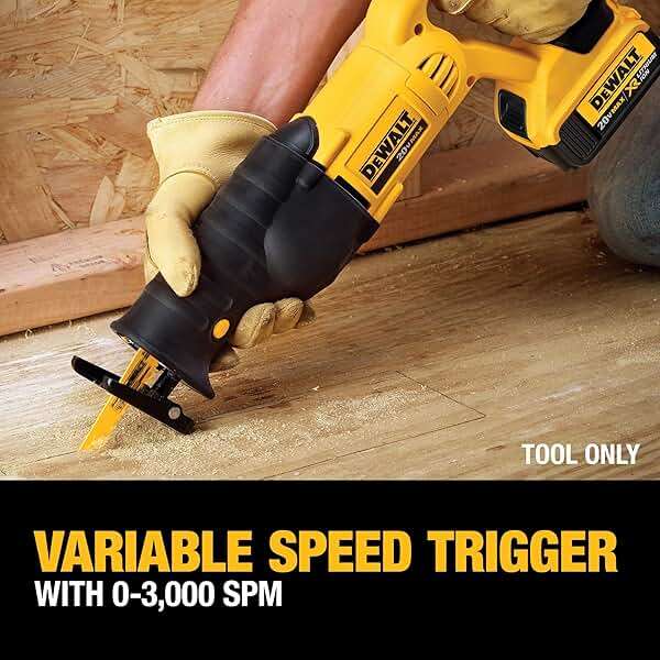 DEWALT 20V MAX Reciprocating Saw, 3,000 Strokes Per Minute, Variable Speed Trigger Cordless Saw, Tool Only (DCS380B) - Image 5