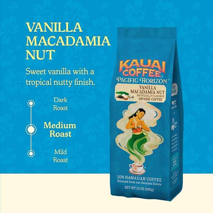 Kauai Hawaiian Ground Coffee, Vanilla Macadamia Nut Flavor (10 oz Bag) - 10% Hawaiian Coffee from Hawaii's Largest Coffee Grower - Bold, Rich Blend, 10 oz - Image 3