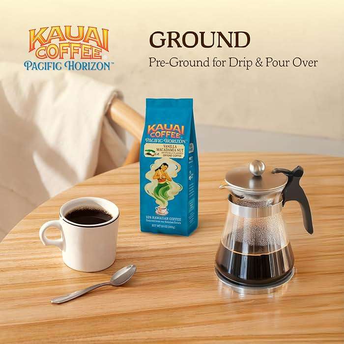 Kauai Hawaiian Ground Coffee, Vanilla Macadamia Nut Flavor (10 oz Bag) - 10% Hawaiian Coffee from Hawaii's Largest Coffee Grower - Bold, Rich Blend, 10 oz - Image 5