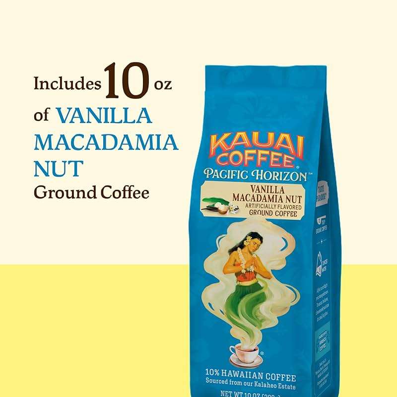 Kauai Hawaiian Ground Coffee, Vanilla Macadamia Nut Flavor (10 oz Bag) - 10% Hawaiian Coffee from Hawaii's Largest Coffee Grower - Bold, Rich Blend, 10 oz - Image 6