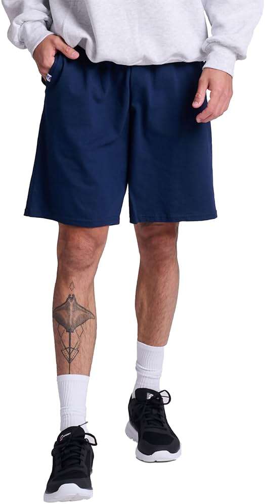 Russell Athletic Men's Relaxed Fit 9" Cotton Shorts with Pockets, Adjustable Elastic Waist, Sizes S-4X - Image 1