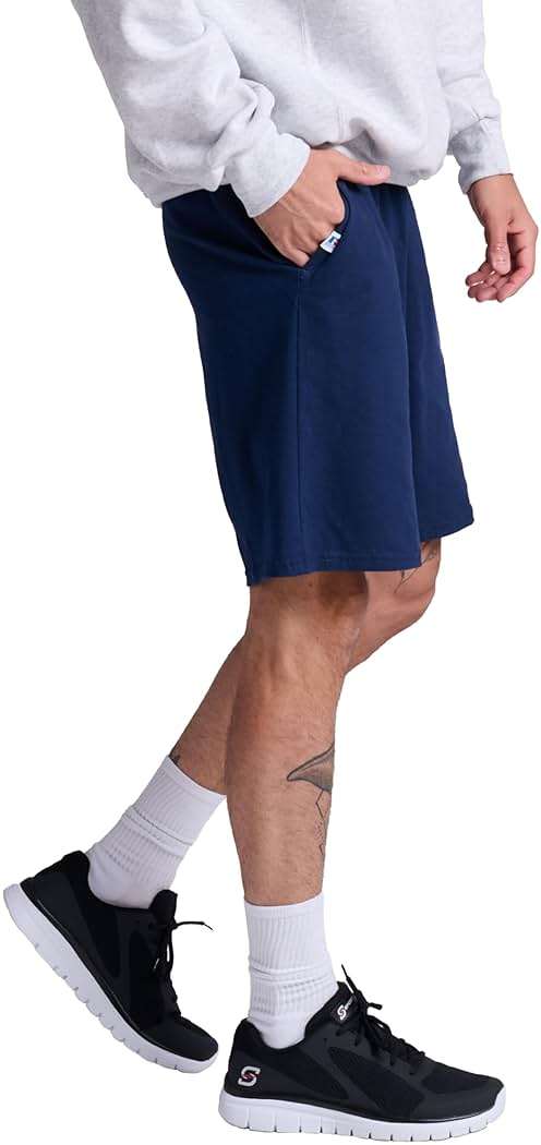 Russell Athletic Men's Relaxed Fit 9" Cotton Shorts with Pockets, Adjustable Elastic Waist, Sizes S-4X - Image 3
