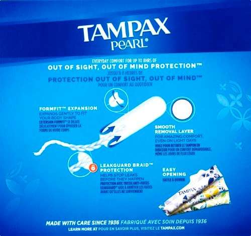 Tampax Pearl Tampons with Plastic Applicator, Regular Absorbency, Fresh Scent, 36 Count - Image 3