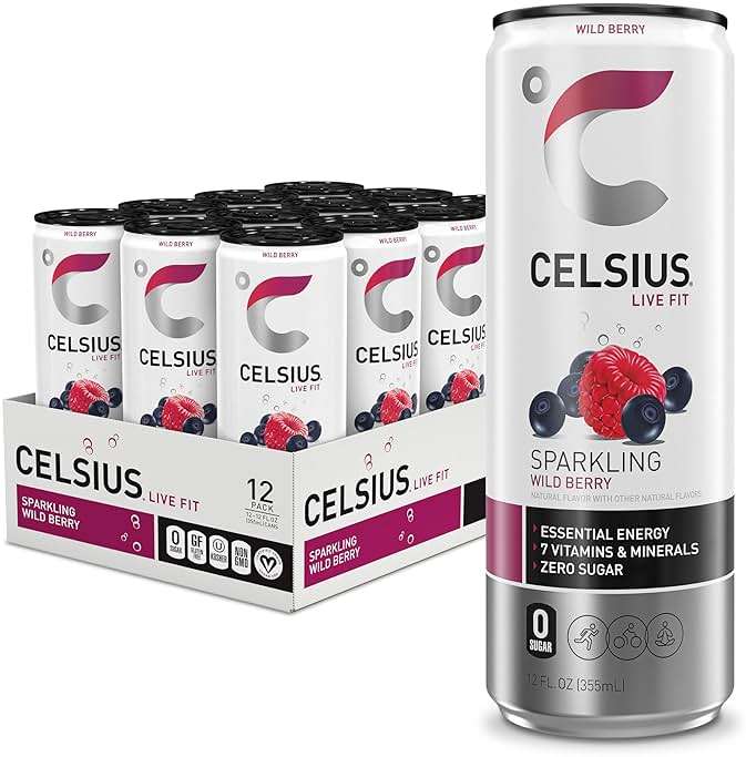 CELSIUS Sparkling Wild Berry, Sugar Free Energy Drink, 12 Fl Oz (Pack of 12) - Image 1