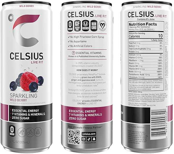 CELSIUS Sparkling Wild Berry, Sugar Free Energy Drink, 12 Fl Oz (Pack of 12) - Image 2