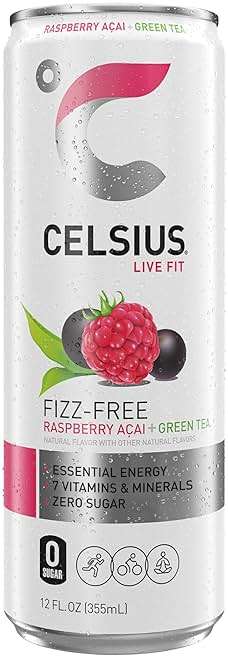 CELSIUS Fizz Free Raspberry Acai Green Tea, Sugar Free Energy Drink, 12 Fl Oz (Pack of 12) - Image 5