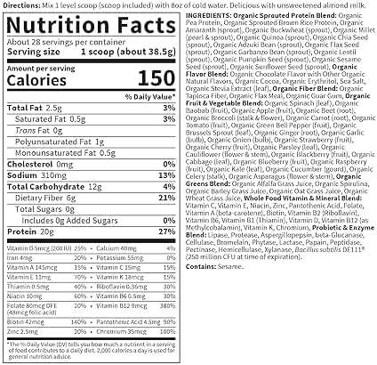 Garden of Life Meal Replacement Shakes, Raw Organic, Chocolate Protein Powder with Plant Based Pea Protein, Sprouts, Greens, Probiotics, Dairy Free 28 Servings - Image 7