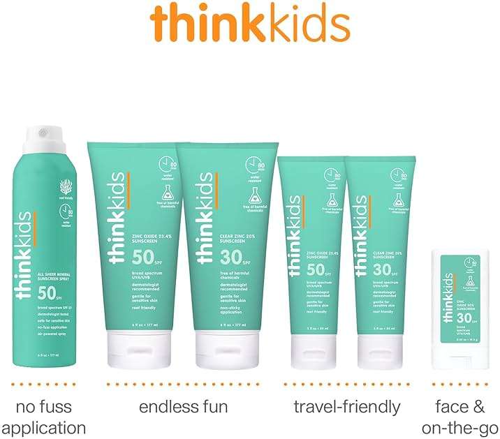 Thinkkids Safe Mineral Sunscreen SPF 50+, 3 Fl Oz, Natural, Water Resistant Reef Safe Sunscreen for Children, Broad Spectrum UVA/UVB Sun Screen - Image 5