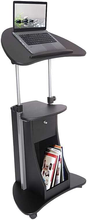 Techni Mobili Sit-to-Stand Mobile Medical Laptop Computer Cart, Black, Adjustable Height, B005 - Image 1