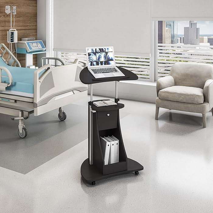 Techni Mobili Sit-to-Stand Mobile Medical Laptop Computer Cart, Black, Adjustable Height, B005 - Image 2