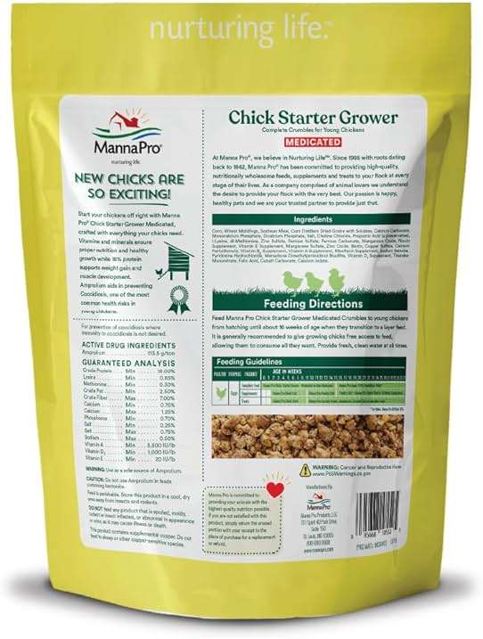Manna Pro Medicated Chick Starter Grower Feed, Dried High Protein Chicken Food Crumbles with Amprolium for Coccidiosis Prevention, Complete Chicken Feed for Baby Chicks, 5 lb Bag - Image 2