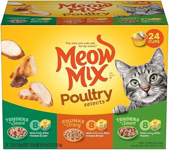 Meow Mix Poultry Selections Variety Pack, Wet Cat Food, 2.75 oz Cup (24 Pack) - Image 1