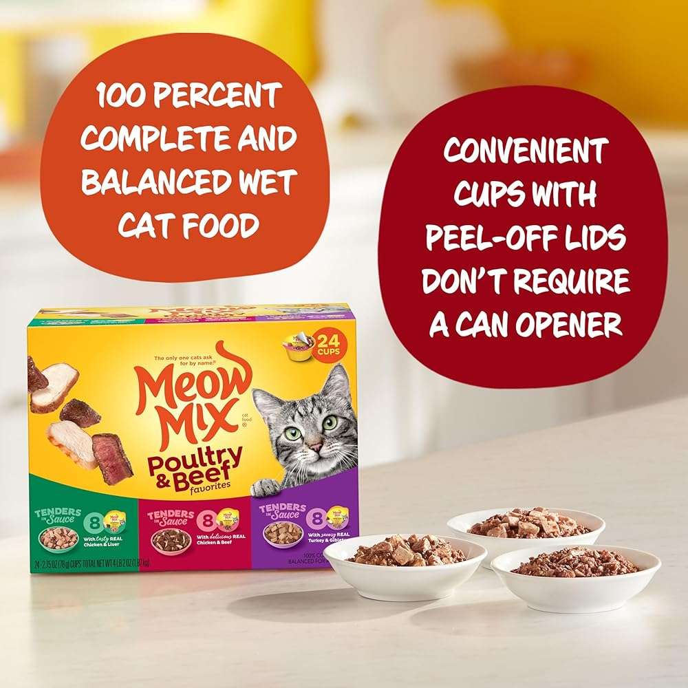 Meow Mix Tender Favorites Poultry & Beef Variety Pack, Wet Cat Food, 2.75 oz Cup (24 Pack) - Image 5