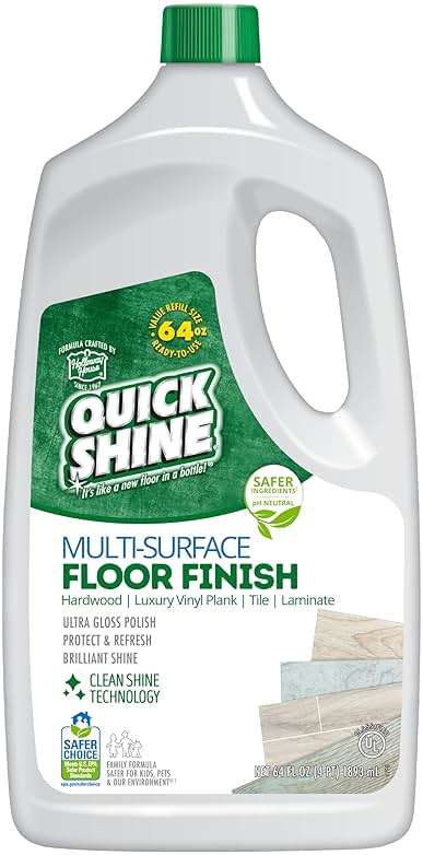 Quick Shine Multi Surface Floor Finish 64oz | Cleaner & Polish to use on Hardwood, Laminate, Luxury Vinyl Plank LVT, Tile & Stone | Safer Choice w/Clean Shine Technology | Shine-Protect-Refresh - Image 1