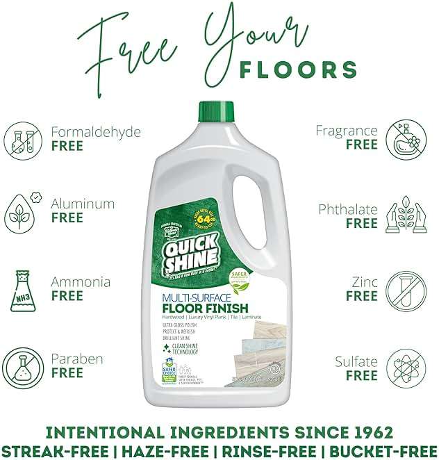 Quick Shine Multi Surface Floor Finish 64oz | Cleaner & Polish to use on Hardwood, Laminate, Luxury Vinyl Plank LVT, Tile & Stone | Safer Choice w/Clean Shine Technology | Shine-Protect-Refresh - Image 6