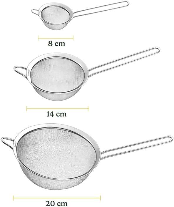 Cuisinart, Mesh Strainers, Stainless Steel Mesh Strainers for Kitchen, Fine Mesh Kitchen Strainer Set for Sifting, Straining and Cooking, Ctg-00-3Ms, 3 Count - Image 3