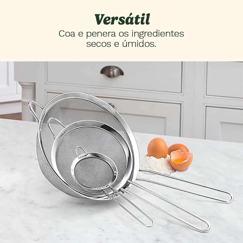 Cuisinart, Mesh Strainers, Stainless Steel Mesh Strainers for Kitchen, Fine Mesh Kitchen Strainer Set for Sifting, Straining and Cooking, Ctg-00-3Ms, 3 Count - Image 5