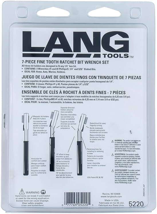 Lang Tools 5220 7-Piece Fine Tooth Bit Wrench Set , Black - Image 4