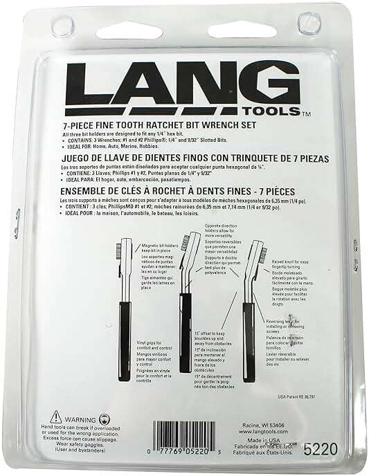 Lang Tools 5220 7-Piece Fine Tooth Bit Wrench Set , Black - Image 7