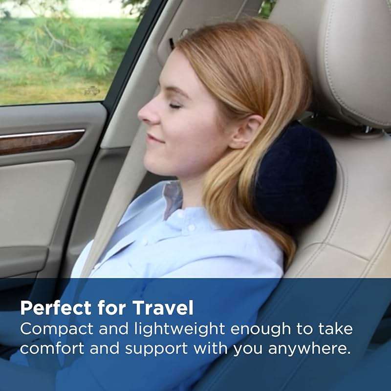 Tempur-Pedic All-Purpose Memory Foam Travel Pillow, Peanut-Shaped Lumbar Pillow for Neck and Back Pressure Relief, Navy - Image 4