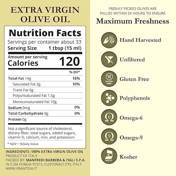 Frantoia Extra Virgin Olive Oil, 101.4 Fl Oz (3L Tin) – Award-Winning Sicilian EVOO Made from Biancolilla, Nocellara del Belice & Cerasuola Olives – Cold-Pressed within 24 Hours for Fresh, Fruity Flavor - Image 2