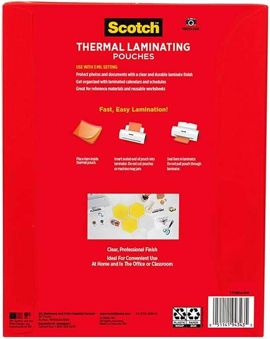 Scotch Thermal Laminating Pouches, for Use with Thermal Laminators, 8.9 x 11.4 Inches, Letter Size Sheets, 100-Pack - Image 11