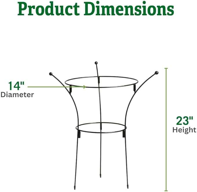 Gardener's Supply Company Essex Plant Support | Sturdy Metal Frame for Peonies & Roses | Standing Flower Garden Cage | Natural Bouquet Shape | Small 23" H X 14" D (Set of 2) - Image 3