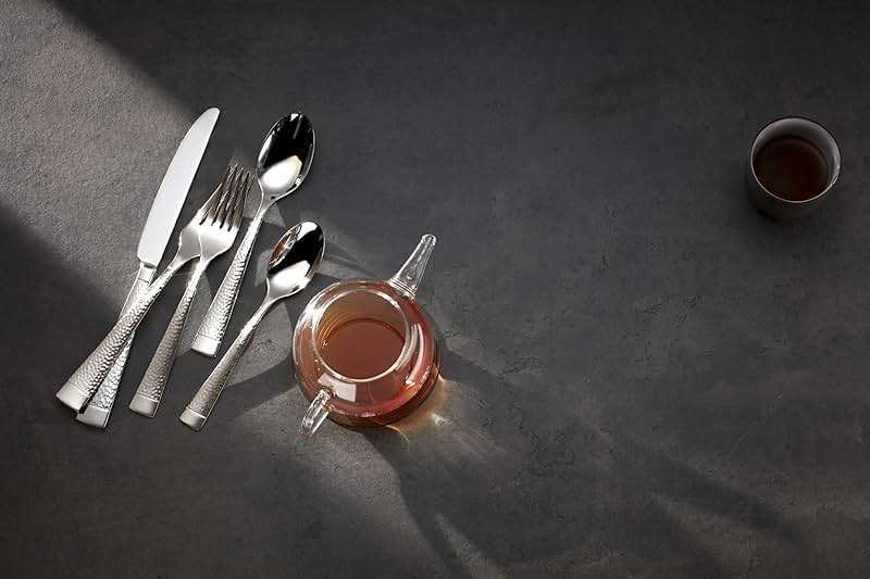Oneida Silverware Set For 12, Sambre 65-Piece Fine Flatware Set with Serving Utensils, Service For 12, 18/10 Stainless Steel, Dishwasher Safe, Knives Spoons And Forks Sets, Dining (Silver, 65 Piece) - Image 2