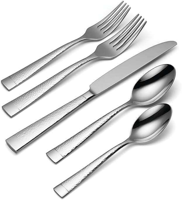 Oneida Silverware Set For 12, Sambre 65-Piece Fine Flatware Set with Serving Utensils, Service For 12, 18/10 Stainless Steel, Dishwasher Safe, Knives Spoons And Forks Sets, Dining (Silver, 65 Piece) - Image 4
