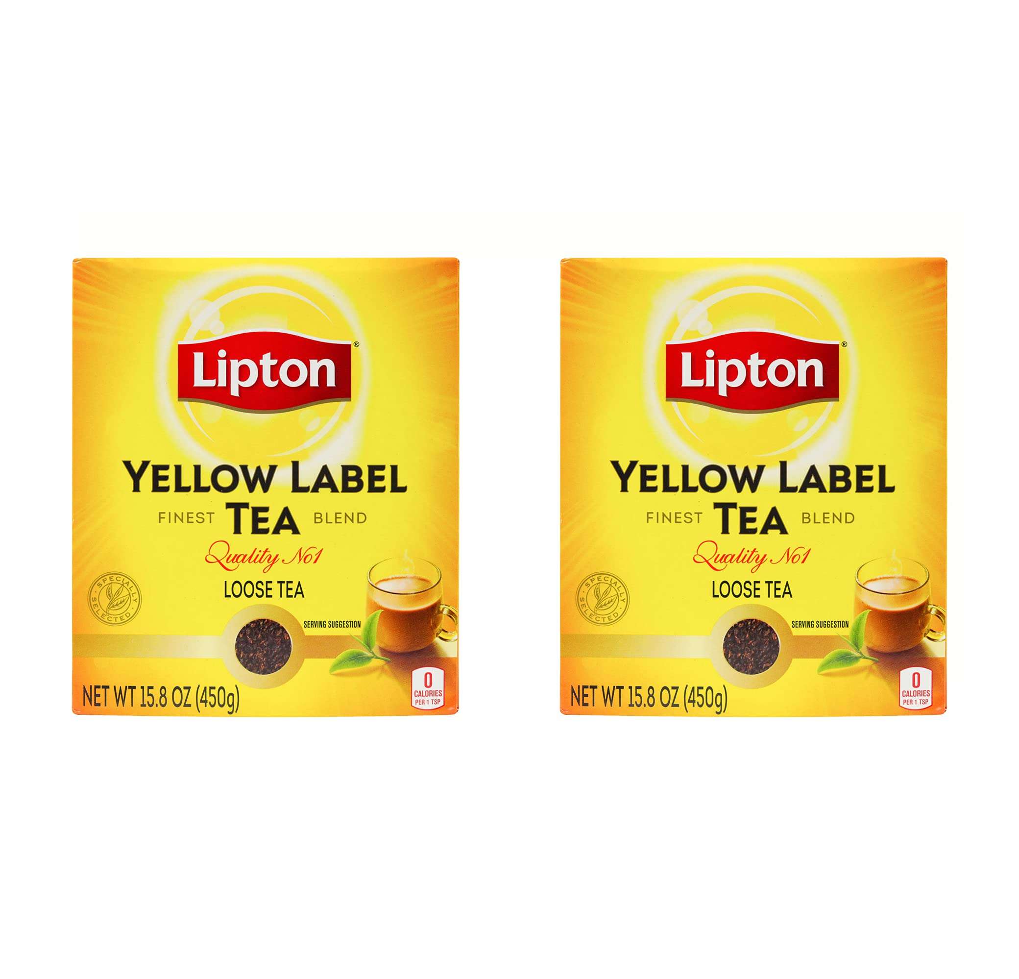 Lipton Yellow Label Finest Blend | Premium Black Tea | Indian Chai | Compatible for Milk | 450 Grams (Pack of 2) - Image 1