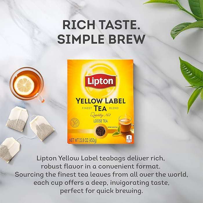 Lipton Yellow Label Finest Blend | Premium Black Tea | Indian Chai | Compatible for Milk | 450 Grams (Pack of 2) - Image 3