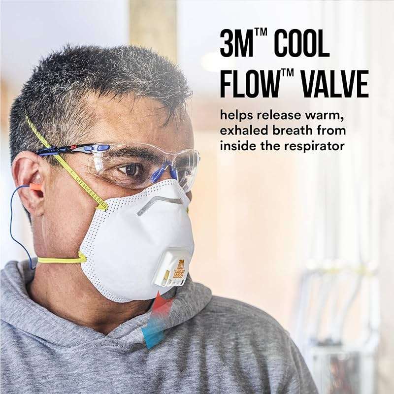 3M, N95 Respirator 8511, N95, Features Cool Flow Exhalation Valve, Relief from Dusts and Certain Particles During Sanding, Pollen, Mold Spores, Dust Particles (8511Db1-A-Ps), 10 Count - Image 3