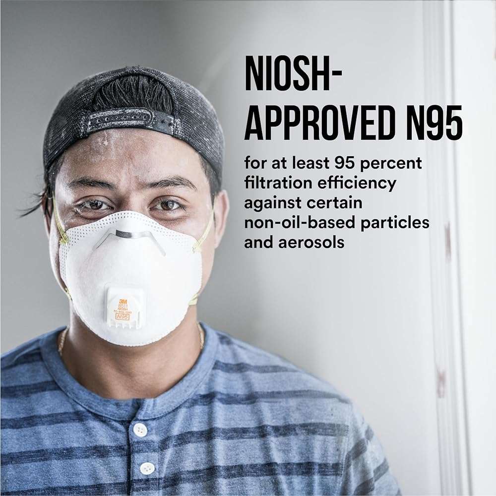 3M, N95 Respirator 8511, N95, Features Cool Flow Exhalation Valve, Relief from Dusts and Certain Particles During Sanding, Pollen, Mold Spores, Dust Particles (8511Db1-A-Ps), 10 Count - Image 8