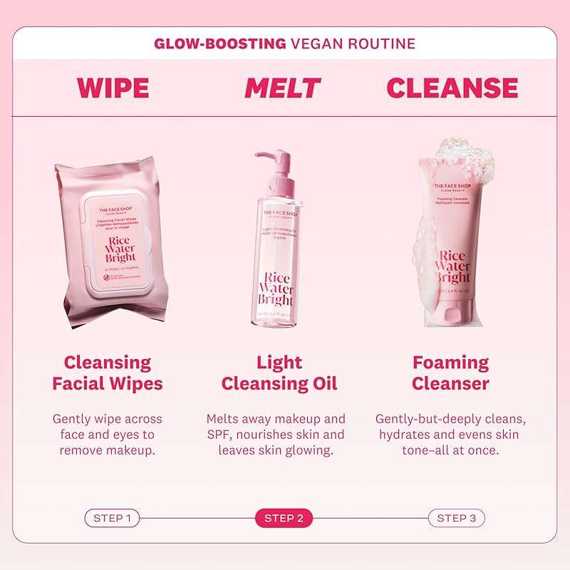 The Face Shop Rice Water Bright Light Facial Cleansing Oil, Daily Makeup Remover, Oil Cleanser, Vegan, Korean Skin Care with Jojoba Oil, Face Pore Cleanser, 150ml - Image 6