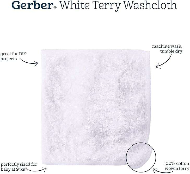 Gerber Washcloth, White, 6-Count - Image 7