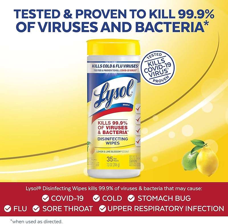 Lysol Disinfectant Wipes, For Disinfecting, Deodorizing, and Cleaning, Lemon & Lime Blossom, 35ct - Image 3