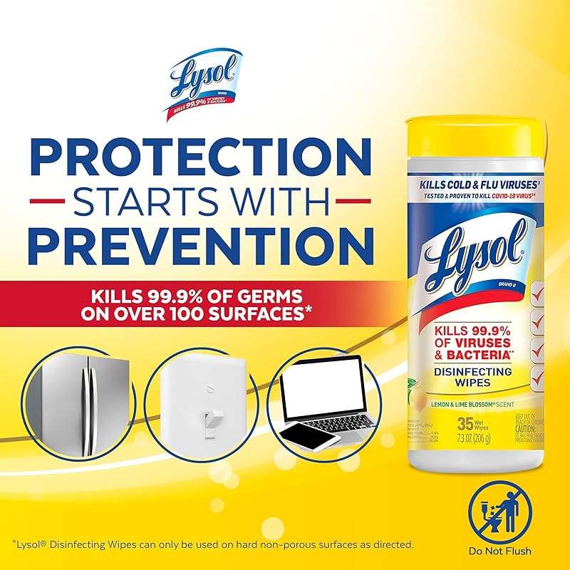 Lysol Disinfectant Wipes, For Disinfecting, Deodorizing, and Cleaning, Lemon & Lime Blossom, 35ct - Image 5