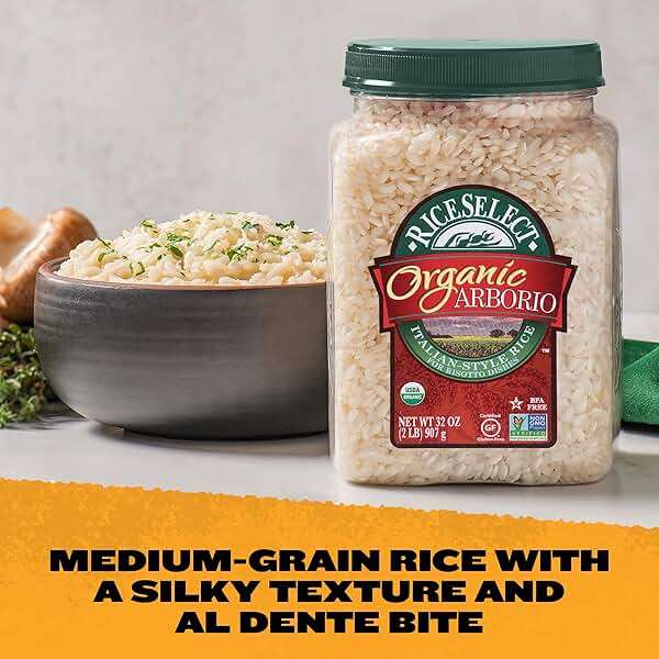 RiceSelect Organic Arborio Rice for Italian Risotto, Premium Gluten-Free Rice, Non-GMO, 32-Ounce Jar, (Pack of 1) - Image 3