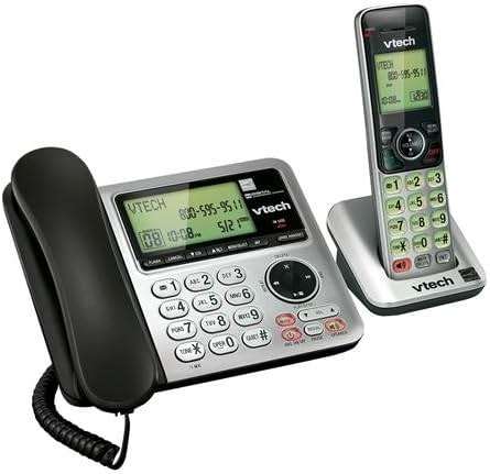 VTech CS6649 DECT 6.0 Expandable Corded/Cordless Phone with Answering System and Caller ID/Call Waiting, Silver/Black with 1 Handset - Image 2