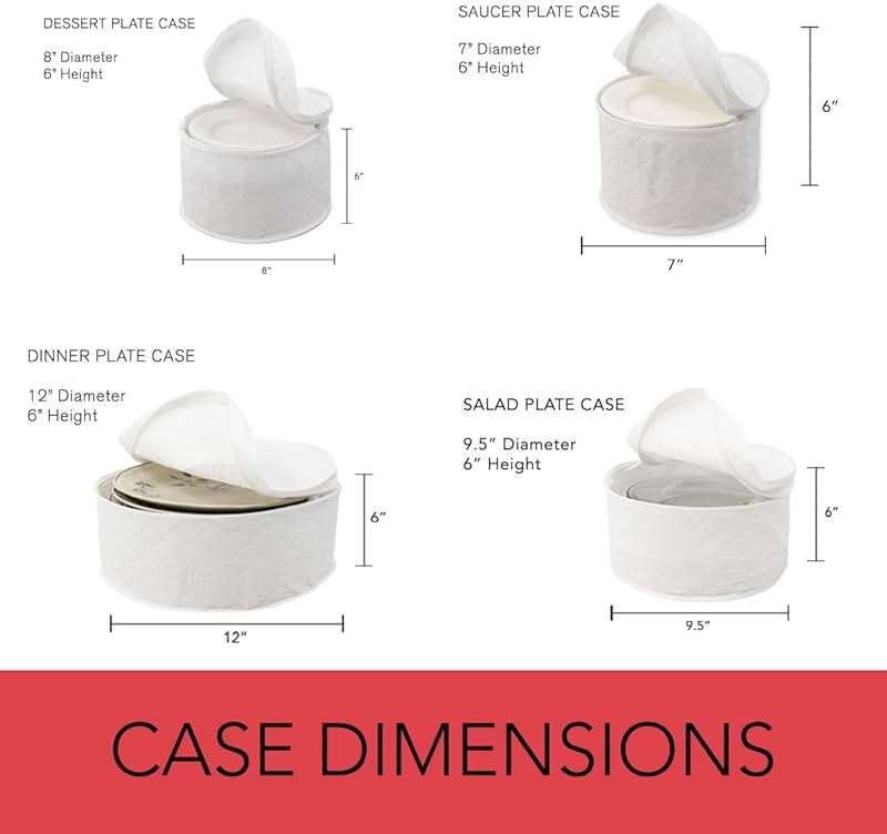 LAMINET 6 Piece Quilted Dinnerware Storage Starter Set - Includes 4 Plate Cases, 1 Cup Case & Platter Case - WHITE - Image 2