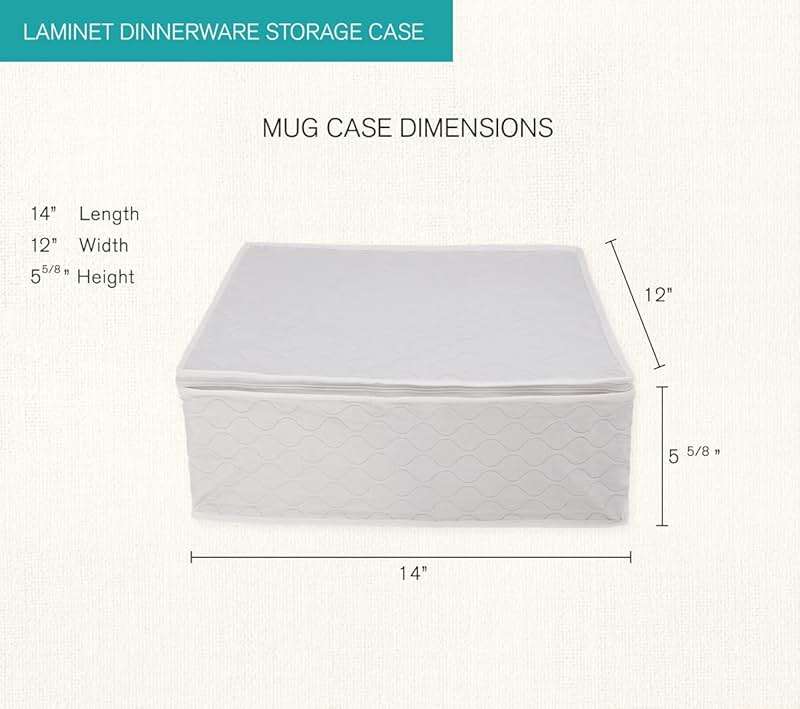 LAMINET 6 Piece Quilted Dinnerware Storage Starter Set - Includes 4 Plate Cases, 1 Cup Case & Platter Case - WHITE - Image 6