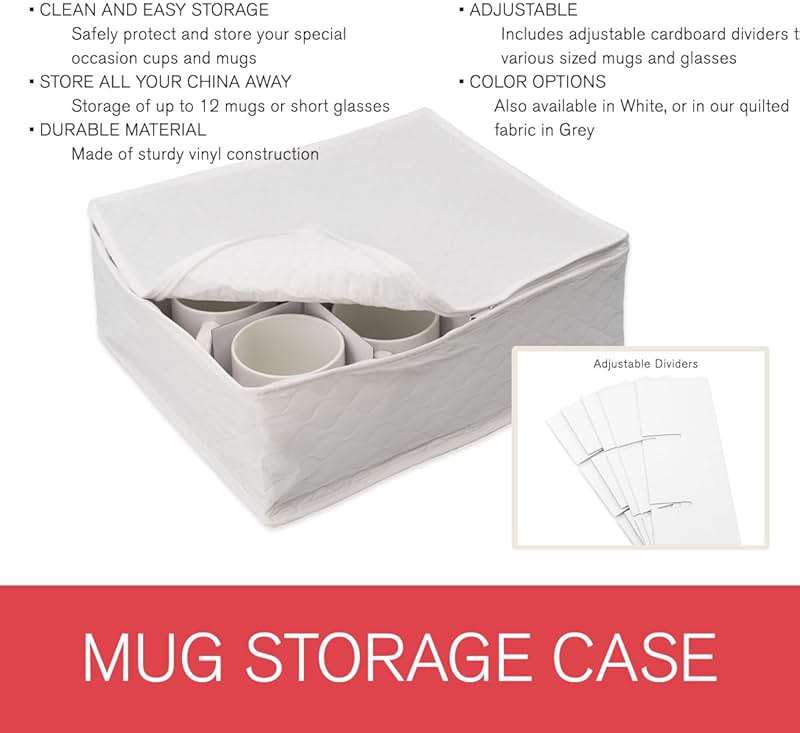 LAMINET 6 Piece Quilted Dinnerware Storage Starter Set - Includes 4 Plate Cases, 1 Cup Case & Platter Case - WHITE - Image 7