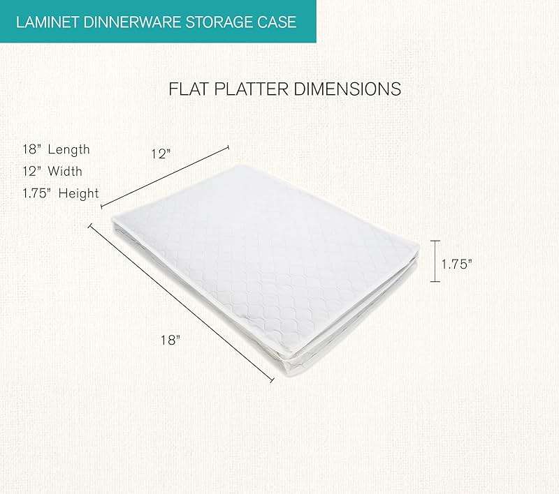 LAMINET 6 Piece Quilted Dinnerware Storage Starter Set - Includes 4 Plate Cases, 1 Cup Case & Platter Case - WHITE - Image 8